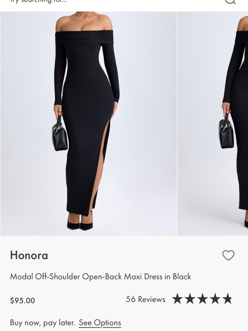 Oh Polly Black Off-Shoulder Maxi Dress with Side Slit